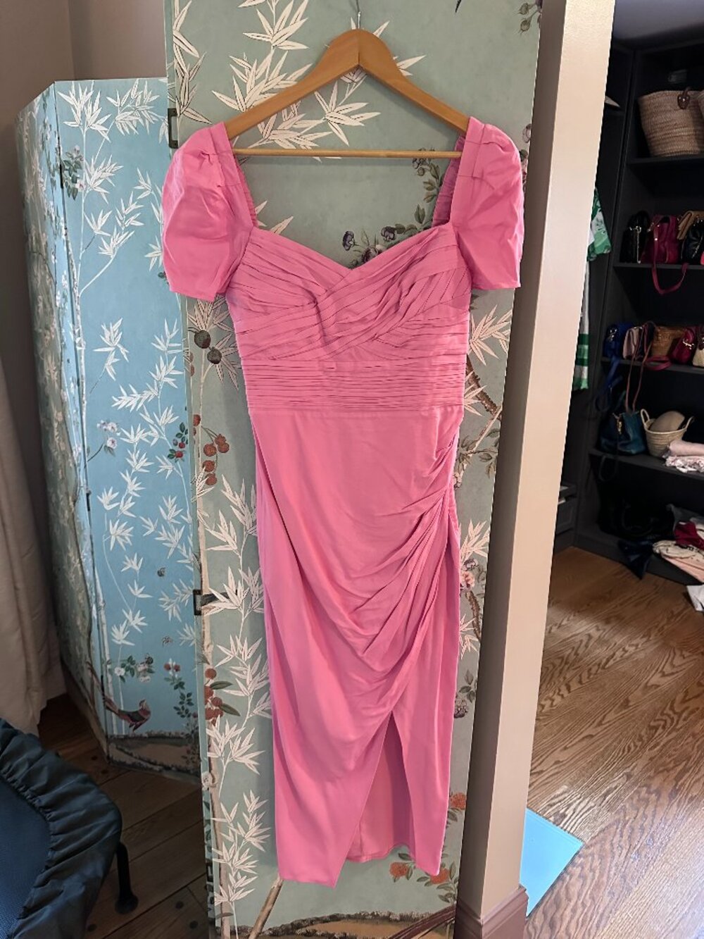 Self Portrait Textured Off Shoulder Midi Dress